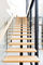 Fester Holz-/Glasschritt-moderner gerader Treppenhaus-Edelstahl-Handlauf