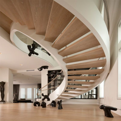 Modernes gebogenes Treppenhaus gebogenes Metalltreppenhaus-breites Bogen-Innensystem